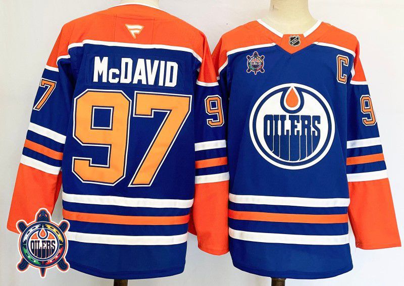 Men Edmonton Oilers #97 Mcdavid Blue Fanatics 2025 NHL Jersey style 6